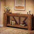 70.9-Inch Long Console Table, 2-Tier Farmhouse Sofa Table Behind Couch, Large Entry Console with Storage for Hallway, Foyer
