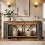 70.9-Inch Long Console Table, 2-Tier Farmhouse Sofa Table Behind Couch, Large Entry Console with Storage for Hallway, Foyer