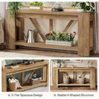 70.9-Inch Long Console Table, 2-Tier Farmhouse Sofa Table Behind Couch, Large Entry Console with Storage for Hallway, Foyer