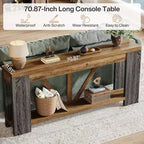 70.9-Inch Long Console Table, 2-Tier Farmhouse Sofa Table Behind Couch, Large Entry Console with Storage for Hallway, Foyer