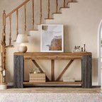70.9-Inch Long Console Table, 2-Tier Farmhouse Sofa Table Behind Couch, Large Entry Console with Storage for Hallway, Foyer