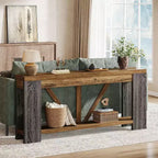 70.9-Inch Long Console Table, 2-Tier Farmhouse Sofa Table Behind Couch, Large Entry Console with Storage for Hallway, Foyer