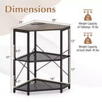 Corner Printer Stand with Charging Station Adjustable Metal Mesh Shelf Black/Brown/White