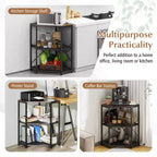 Corner Printer Stand with Charging Station Adjustable Metal Mesh Shelf Black/Brown/White