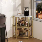 Corner Printer Stand with Charging Station Adjustable Metal Mesh Shelf Black/Brown/White