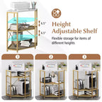Corner Printer Stand with Charging Station Adjustable Metal Mesh Shelf Black/Brown/White