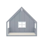 Full Size Wood House Bed with Window and Fence