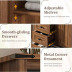 Farmhouse 5 Drawer Dresser for Bedroom, 48 Tall Wood Dresser Chest of Drawer with Sliding Barn Door, Storage Organizer