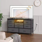 47.4-inch TV Stand with 8 Drawers, RGB Smart Light Strip, Dual Power Outlets, Suitable for Multiple Scenarios