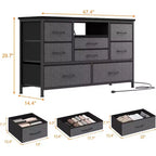 47.4-inch TV Stand with 8 Drawers, RGB Smart Light Strip, Dual Power Outlets, Suitable for Multiple Scenarios