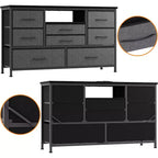 47.4-inch TV Stand with 8 Drawers, RGB Smart Light Strip, Dual Power Outlets, Suitable for Multiple Scenarios