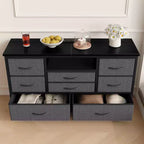 47.4-inch TV Stand with 8 Drawers, RGB Smart Light Strip, Dual Power Outlets, Suitable for Multiple Scenarios