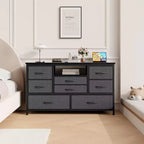47.4-inch TV Stand with 8 Drawers, RGB Smart Light Strip, Dual Power Outlets, Suitable for Multiple Scenarios