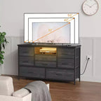 47.4-inch TV Stand with 8 Drawers, RGB Smart Light Strip, Dual Power Outlets, Suitable for Multiple Scenarios