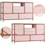 47.4-inch TV Stand with 8 Drawers, RGB Smart Light Strip, Dual Power Outlets, Suitable for Multiple Scenarios