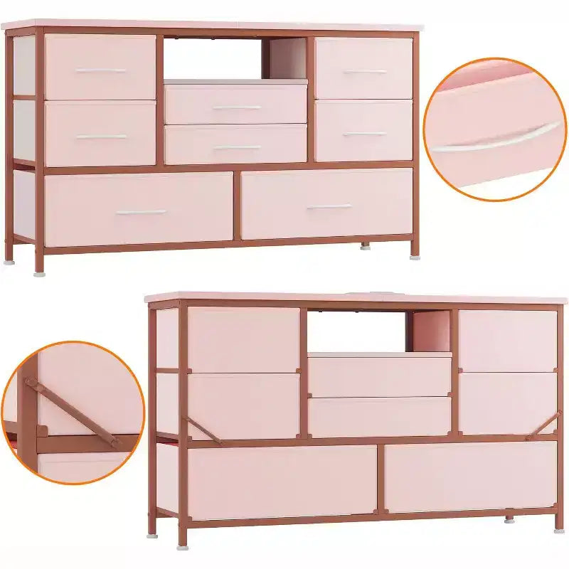 47.4-inch TV Stand with 8 Drawers, RGB Smart Light Strip, Dual Power Outlets, Suitable for Multiple Scenarios