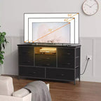 47.4-inch TV Stand with 8 Drawers, RGB Smart Light Strip, Dual Power Outlets, Suitable for Multiple Scenarios