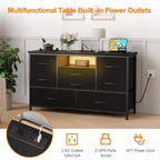 47.4-inch TV Stand with 8 Drawers, RGB Smart Light Strip, Dual Power Outlets, Suitable for Multiple Scenarios