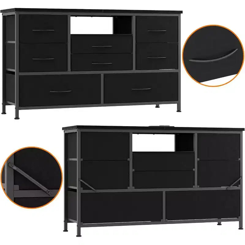 47.4-inch TV Stand with 8 Drawers, RGB Smart Light Strip, Dual Power Outlets, Suitable for Multiple Scenarios