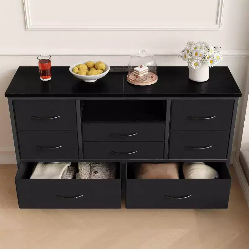 47.4-inch TV Stand with 8 Drawers, RGB Smart Light Strip, Dual Power Outlets, Suitable for Multiple Scenarios