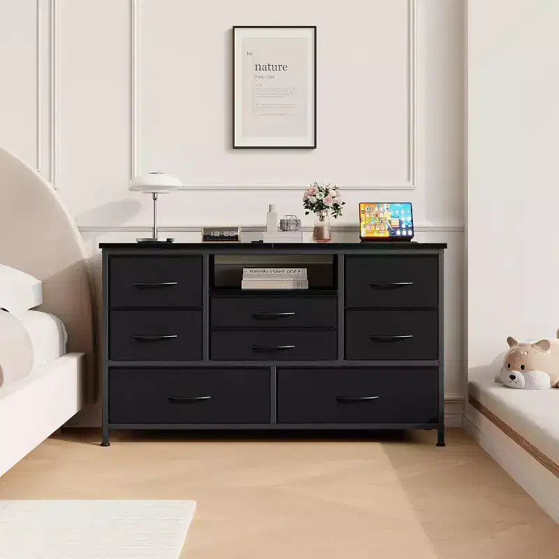 47.4-inch TV Stand with 8 Drawers, RGB Smart Light Strip, Dual Power Outlets, Suitable for Multiple Scenarios