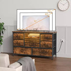 47.4-inch TV Stand with 8 Drawers, RGB Smart Light Strip, Dual Power Outlets, Suitable for Multiple Scenarios
