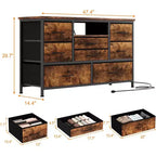 47.4-inch TV Stand with 8 Drawers, RGB Smart Light Strip, Dual Power Outlets, Suitable for Multiple Scenarios
