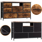 47.4-inch TV Stand with 8 Drawers, RGB Smart Light Strip, Dual Power Outlets, Suitable for Multiple Scenarios