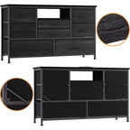 47.4-inch TV Stand with 8 Drawers, RGB Smart Light Strip, Dual Power Outlets, Suitable for Multiple Scenarios