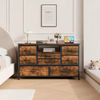 47.4-inch TV Stand with 8 Drawers, RGB Smart Light Strip, Dual Power Outlets, Suitable for Multiple Scenarios