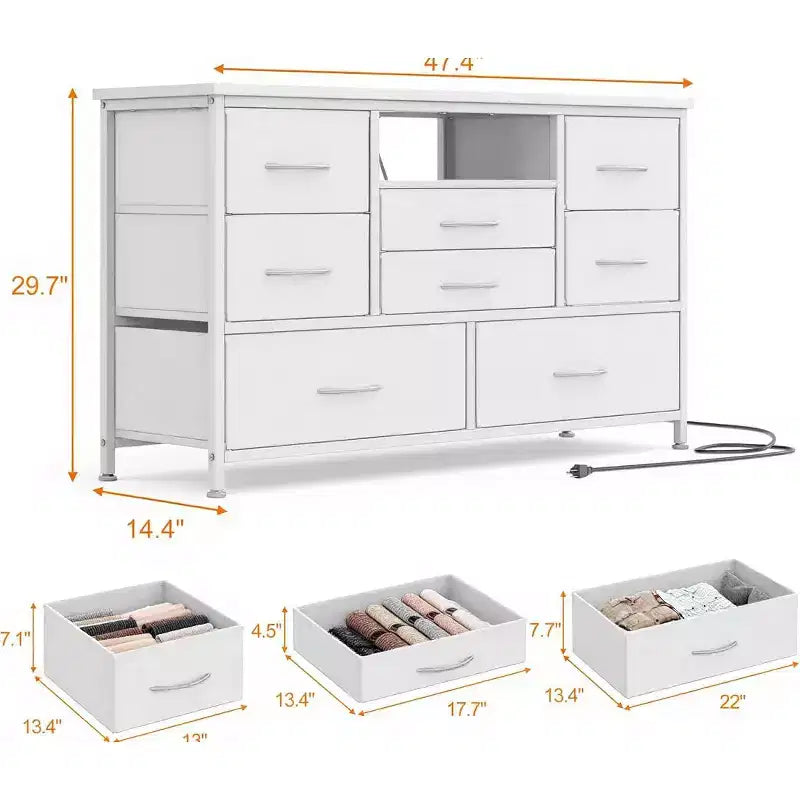 47.4-inch TV Stand with 8 Drawers, RGB Smart Light Strip, Dual Power Outlets, Suitable for Multiple Scenarios