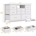 47.4-inch TV Stand with 8 Drawers, RGB Smart Light Strip, Dual Power Outlets, Suitable for Multiple Scenarios