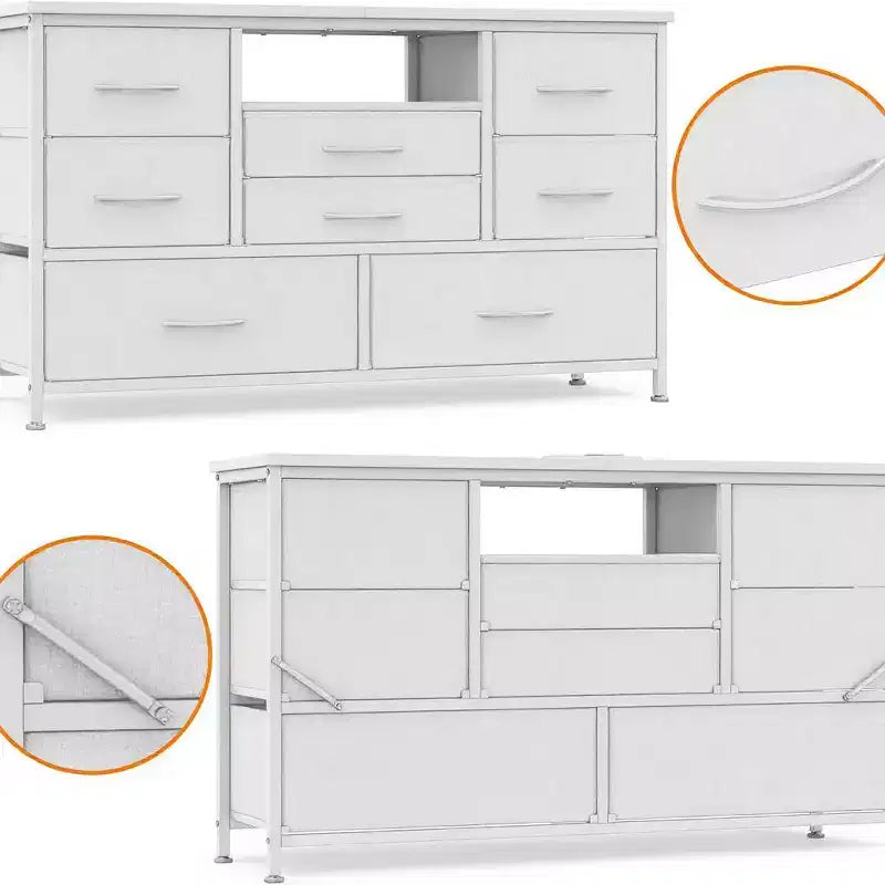 47.4-inch TV Stand with 8 Drawers, RGB Smart Light Strip, Dual Power Outlets, Suitable for Multiple Scenarios