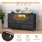 47.4-inch TV Stand with 8 Drawers, RGB Smart Light Strip, Dual Power Outlets, Suitable for Multiple Scenarios