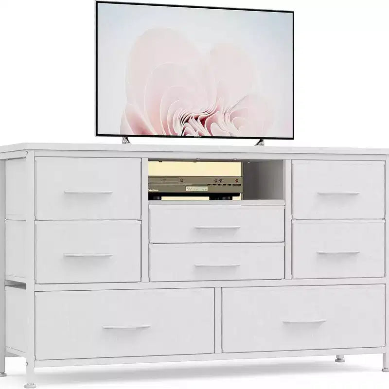 47.4-inch TV Stand with 8 Drawers, RGB Smart Light Strip, Dual Power Outlets, Suitable for Multiple Scenarios