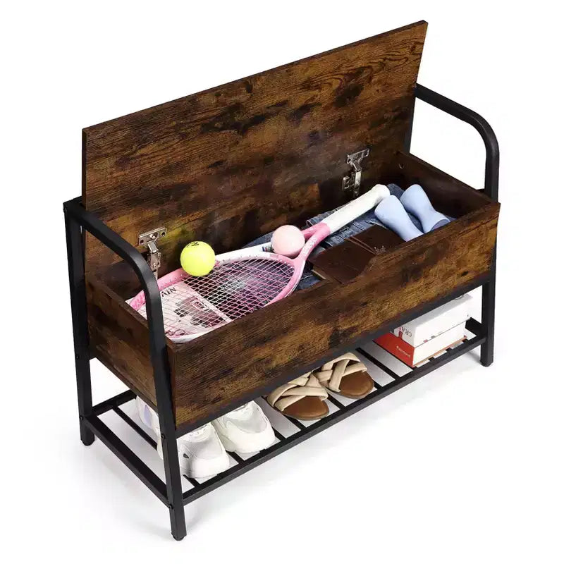 47 White Shoe Bench with Sliding Doors & Cushion, Farmhouse Entryway Storage Bench with Hidden Compartment and Adjustable Shelves