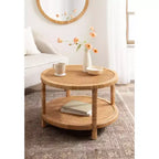Rattan Round Coffee Table, 28x28x18, Natural