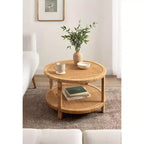 Rattan Round Coffee Table, 28x28x18, Natural