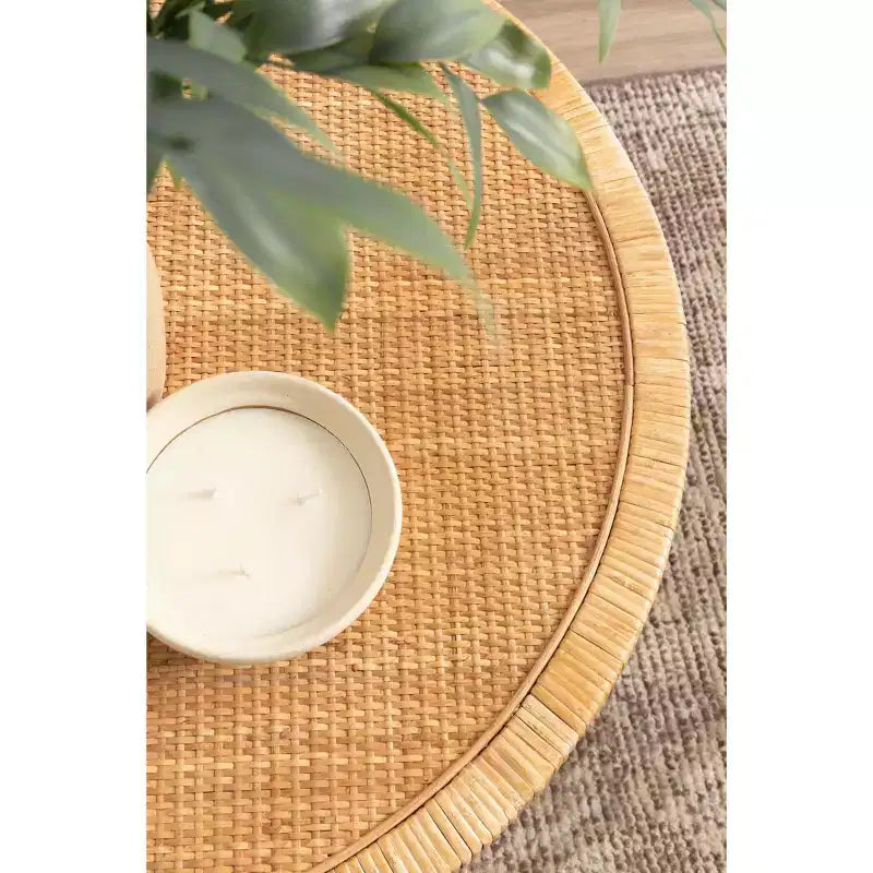 Rattan Round Coffee Table, 28x28x18, Natural