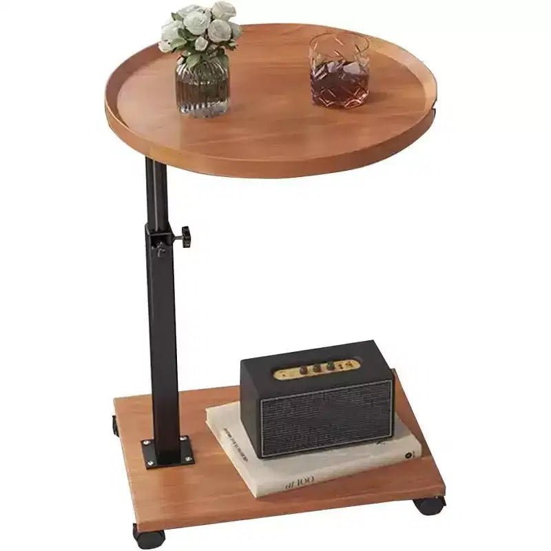 Adjustable Height C-Shaped Mobile Side Table with Wheels for Living Room Bedroom