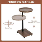 Adjustable Height C-Shaped Mobile Side Table with Wheels for Living Room Bedroom