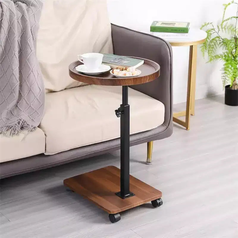 Adjustable Height C-Shaped Mobile Side Table with Wheels for Living Room Bedroom