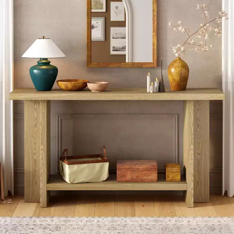 Konsolentische für den Eingangsbereich, großer Sofatisch hinter dem Sofa, Holzkonsolentische mit T-förmigen Designbeinen für Wohnzimmer, Flur