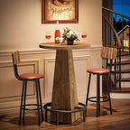 Bar Table, 37.4 High Round Pub Table for Small Bars, Dining Room, Kitchen, Wood Color (Only Table)