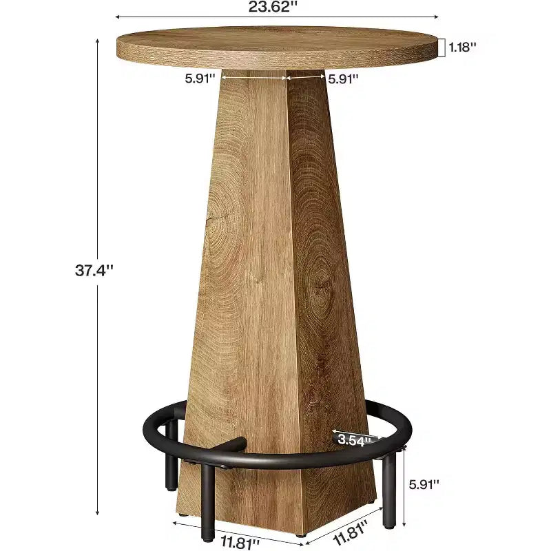 Bar Table, 37.4 High Round Pub Table for Small Bars, Dining Room, Kitchen, Wood Color (Only Table)