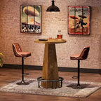 Bar Table, 37.4 High Round Pub Table for Small Bars, Dining Room, Kitchen, Wood Color (Only Table)