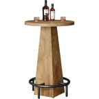 Bar Table, 37.4 High Round Pub Table for Small Bars, Dining Room, Kitchen, Wood Color (Only Table)