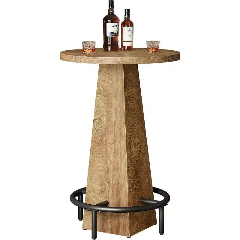 Bar Table, 37.4 High Round Pub Table for Small Bars, Dining Room, Kitchen, Wood Color (Only Table)
