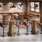 Bar Table, 37.4 High Round Pub Table for Small Bars, Dining Room, Kitchen, Wood Color (Only Table)