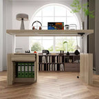 Height-Adjustable Computer Desk Office Desk Built-In Storage Cabinet & Drawer